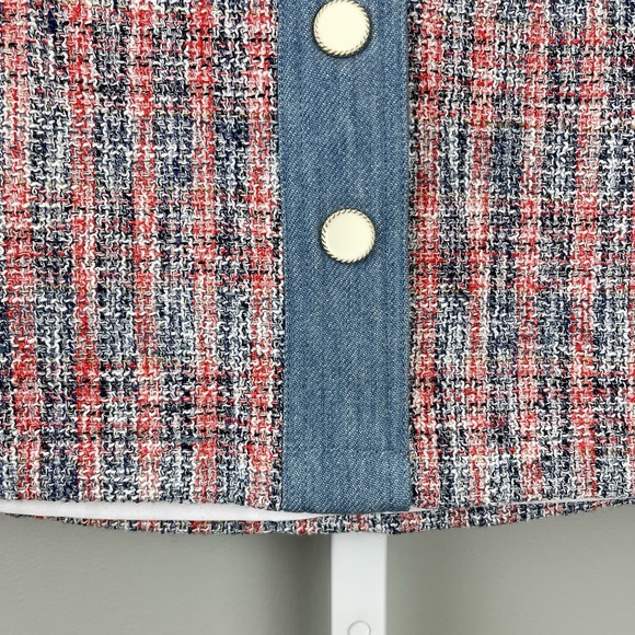House of Harlow 1960 Mini Skirt‎ Womens 10 Tweed Denim Pink Blue Coquette - Picture 4 of 6